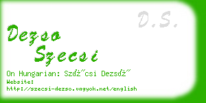 dezso szecsi business card